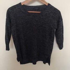 JCrew heather black 3/4 sleeve light sweater